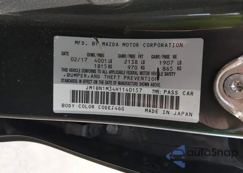 2017 Mazda Mazda3 Grand Touring из США, поврежденный, VIN JM1BN1M34H1140157